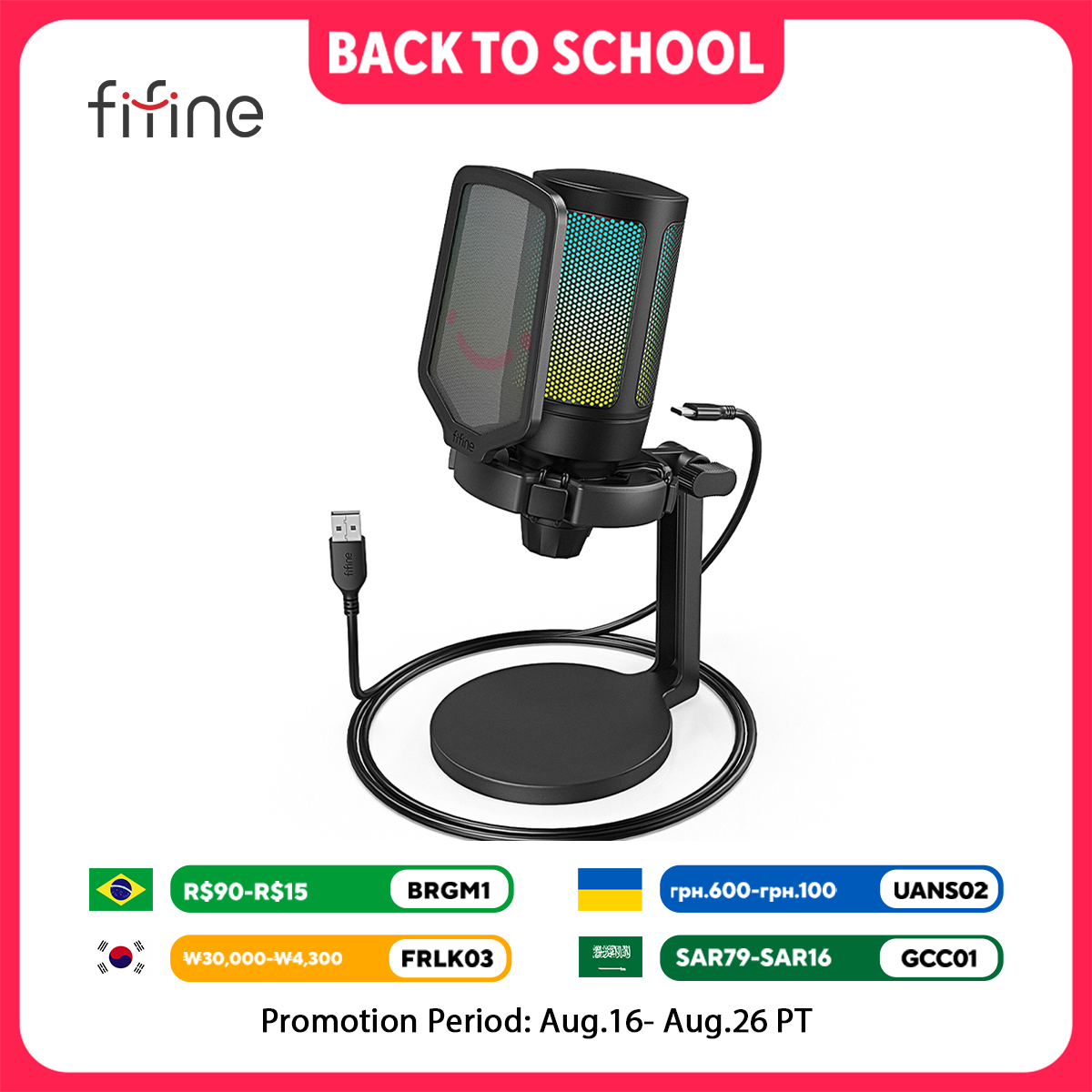 Streaming Mic Condenser - FIFINE AmpliGame Oyun Mikrofonu, Şok Tutucu,