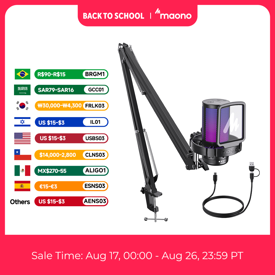 Streaming Mic Condenser - MAONO DGM20S Oyun USB Mikrofonu RGB