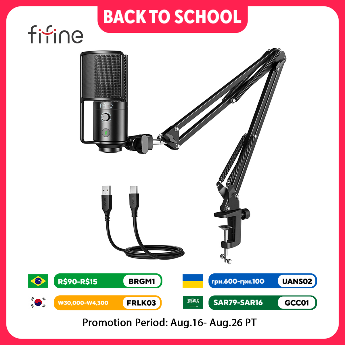 Kol bom ile FIFINE USB akış mi - Streaming Mic Condenser incelemesi ve fiyatı