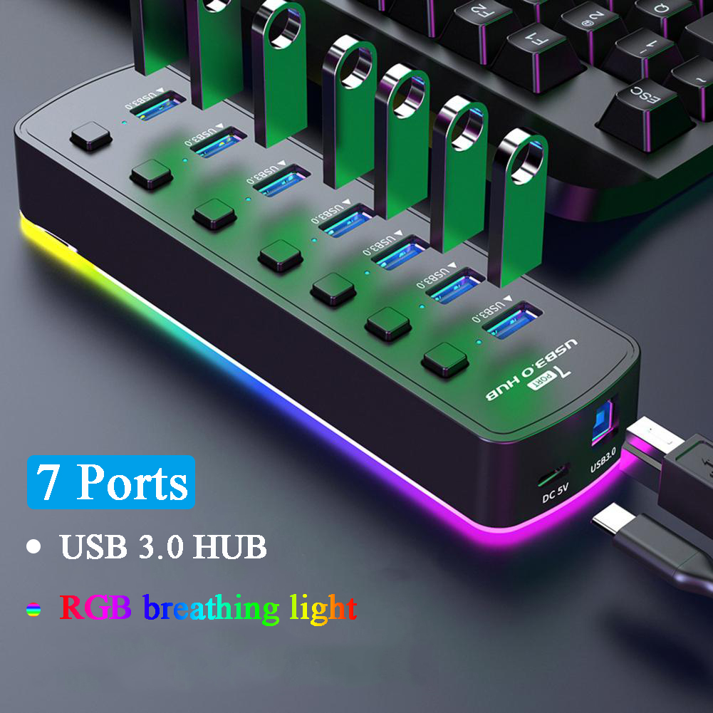 RGB USB 3.0 Hub 7 Port Veri Ba - Esports Gaming Splitter incelemesi ve fiyatı