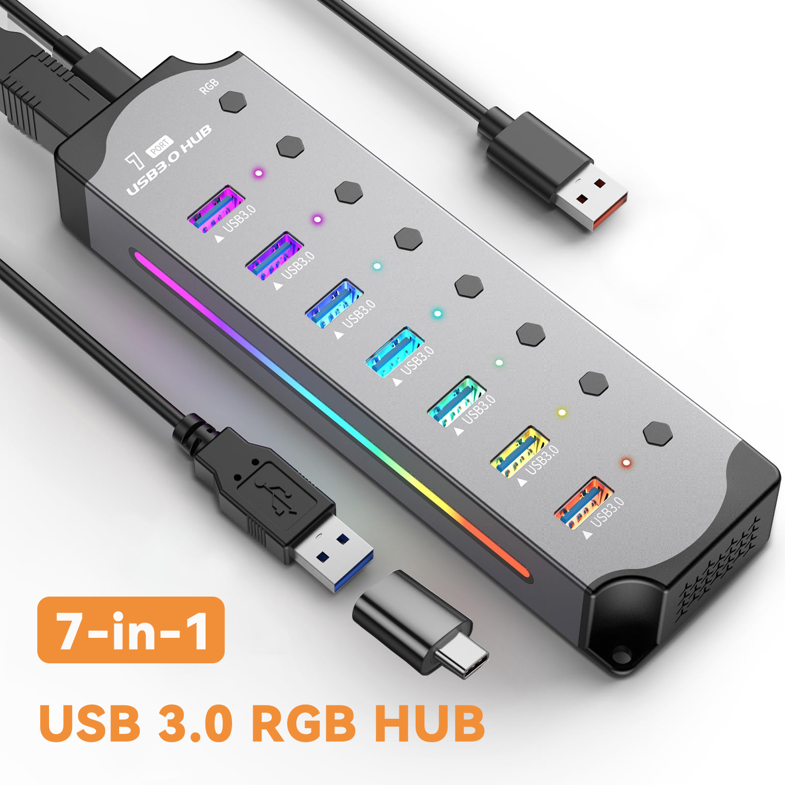 USB 3.0 Hub Yüksek Hızlı USB 7 - Esports Gaming Splitter incelemesi ve fiyatı